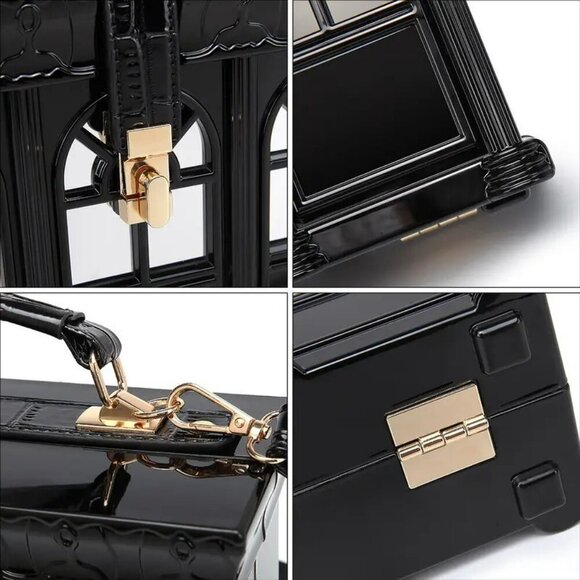 Elegant Black House-Shaped Crossbody Bag NWT​ - Picture 8 of 8